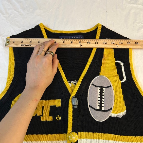 Vintage Georgia Tech Yellow Jackets Knit Sweater Vest Birch Bros Mens Medium - Picture 12 of 16